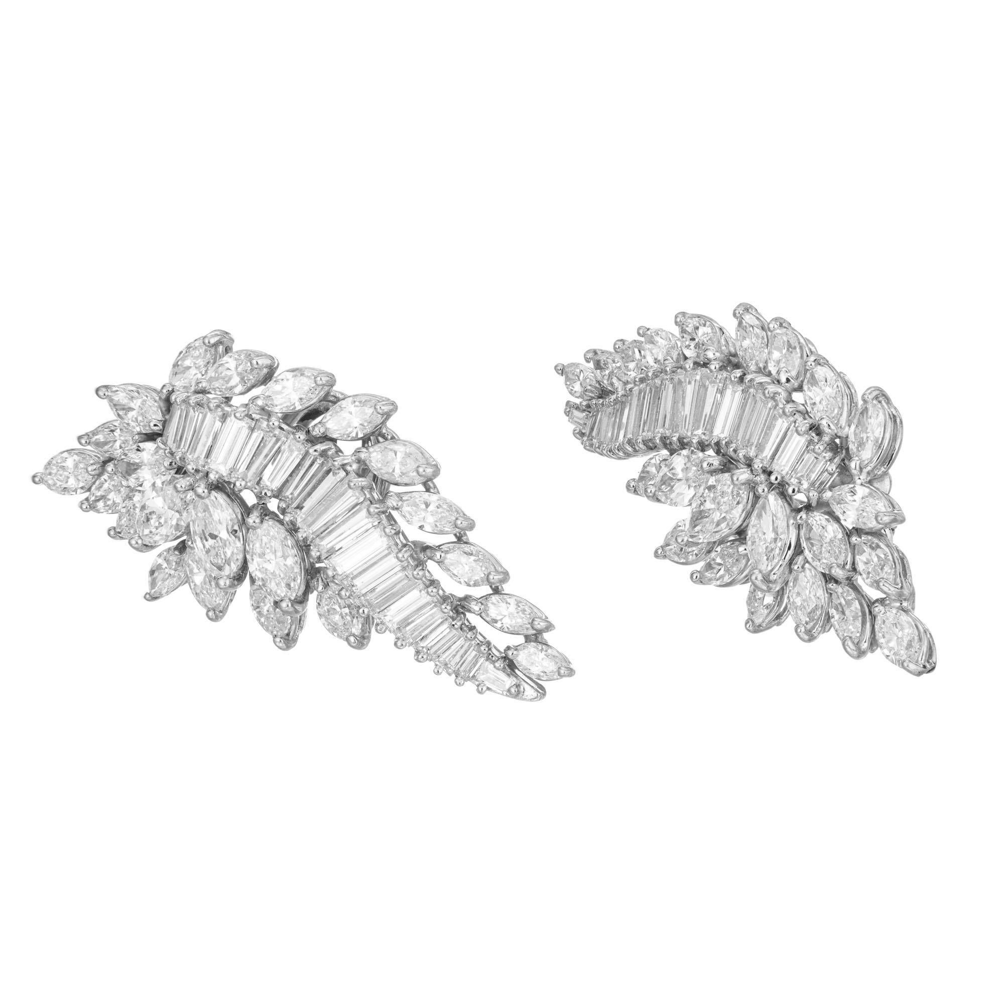 Marquise Cut 9.00 Carat Diamond Platinum Clip Post Earrings For Sale