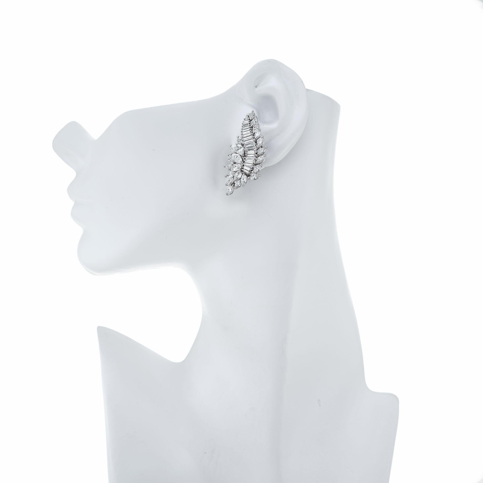 Women's 9.00 Carat Diamond Platinum Clip Post Earrings For Sale