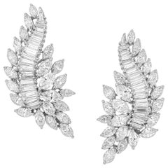 Boucles d'oreilles à clip en platine avec diamant de 9,00 carats