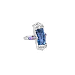 Sunita Nahata London Blue Topaz 9.00ct. Ring in 18KWG with  Gemstone & Diamond