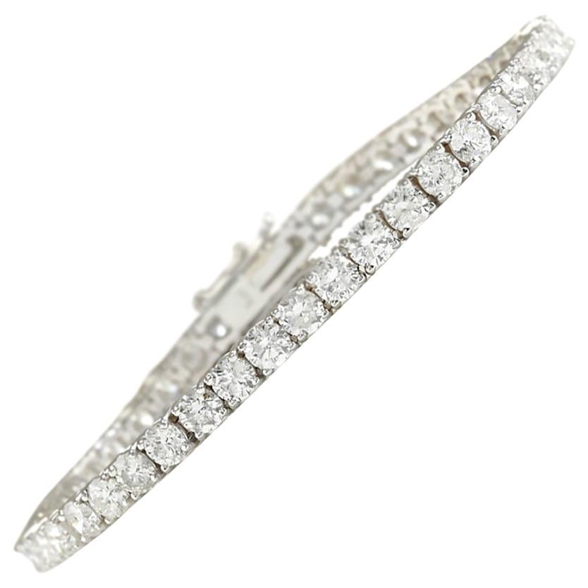 Bracelet en or blanc 14 carats avec diamant de 9,00 carats en vente