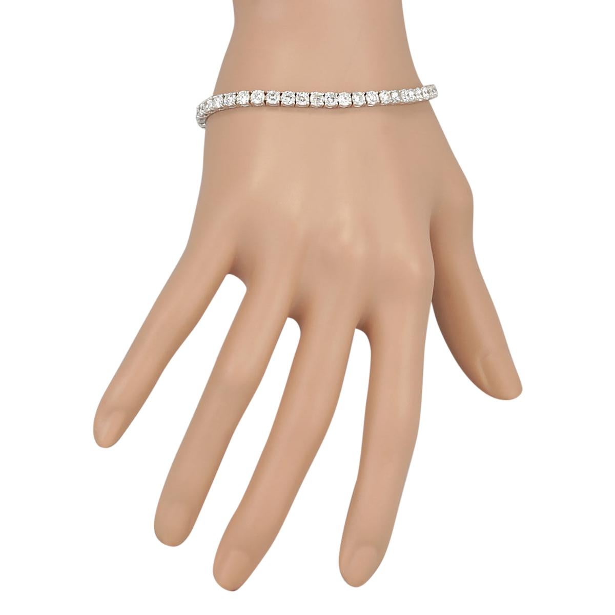 Taille ronde Bracelet en or blanc 14 carats avec diamant de 9,00 carats en vente