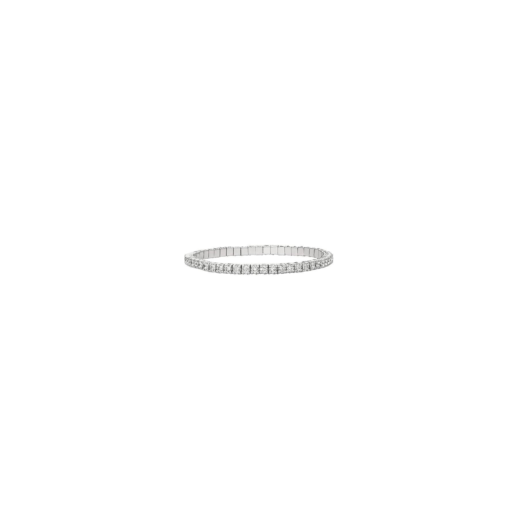 Aesthetic Movement 9.00 Carat Natural Diamond Stretch Bracelet G-H SI 14K White Gold For Sale