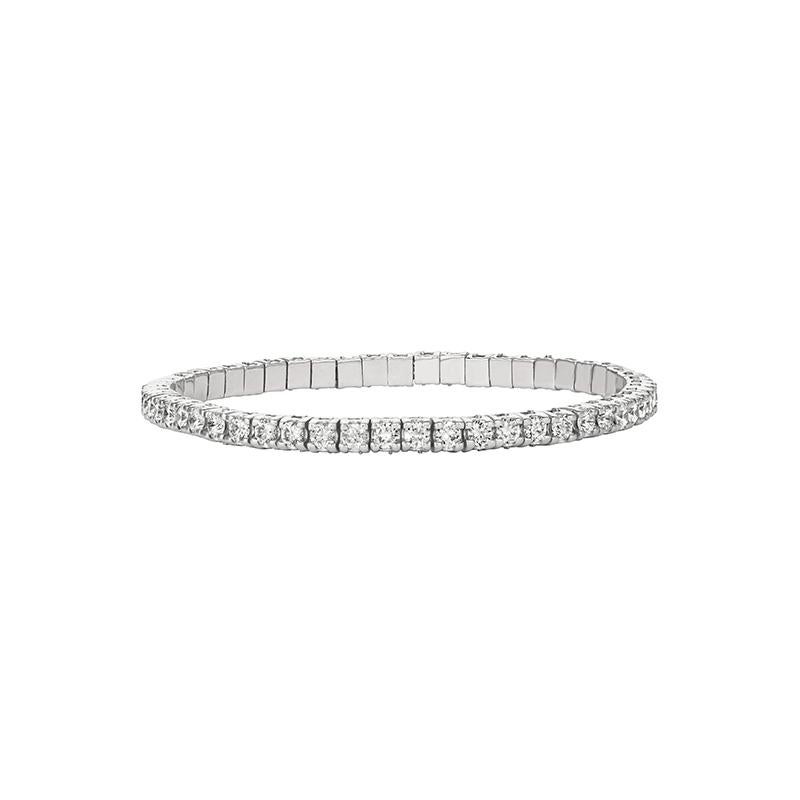 Aesthetic Movement 9.00 Carat Natural Diamond Stretch Bracelet G-H SI 14K White Gold For Sale