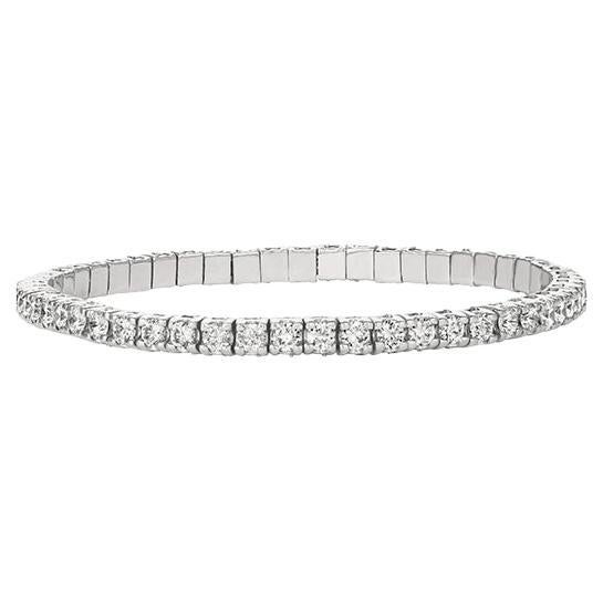 Bracelet extensible G-H SI en or blanc 14 carats avec diamants naturels de 9,00 carats en vente