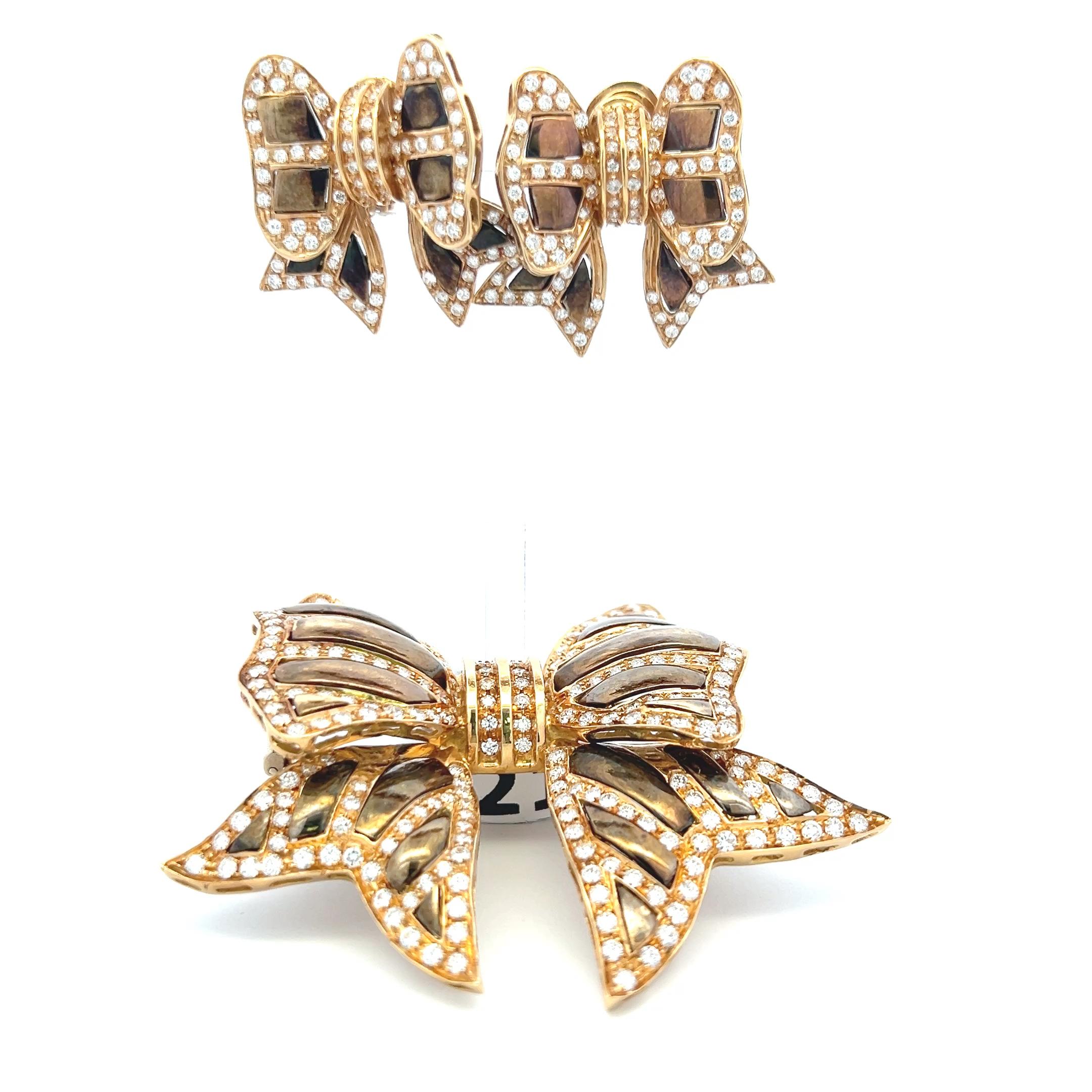 9.00 Carat Round Brilliant G VS Diamond 18K YG Clip On Earrings and Pin Brooch Pour femmes en vente