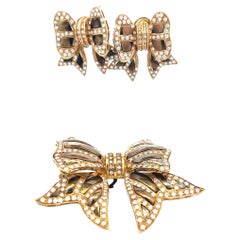 9.00 Carat Round Brilliant G VS Diamond 18K YG Clip On Earrings and Pin Brooch