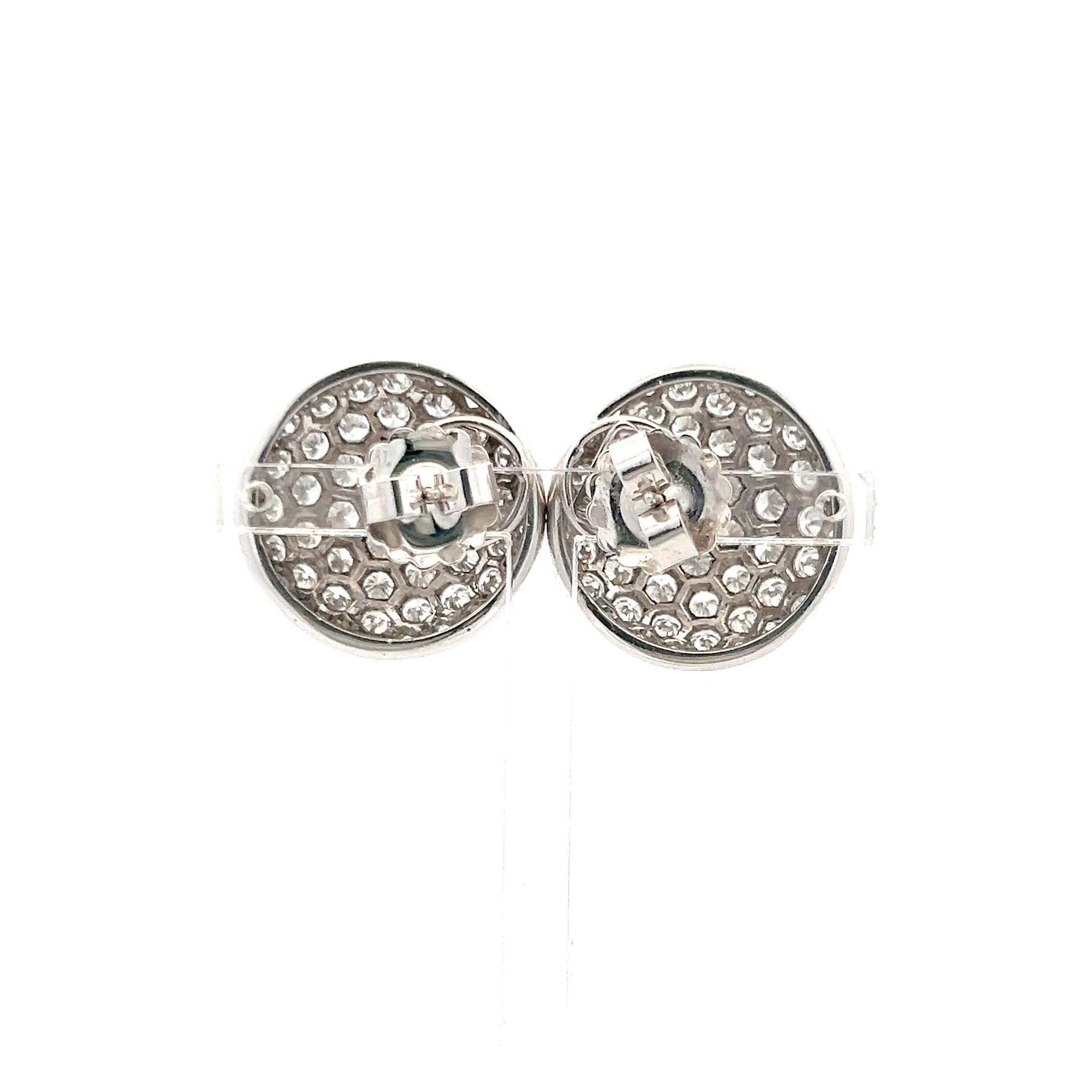 Taille ronde Boucles d'oreilles en platine 9.00 carats diamant rond brillant G VS1 en vente