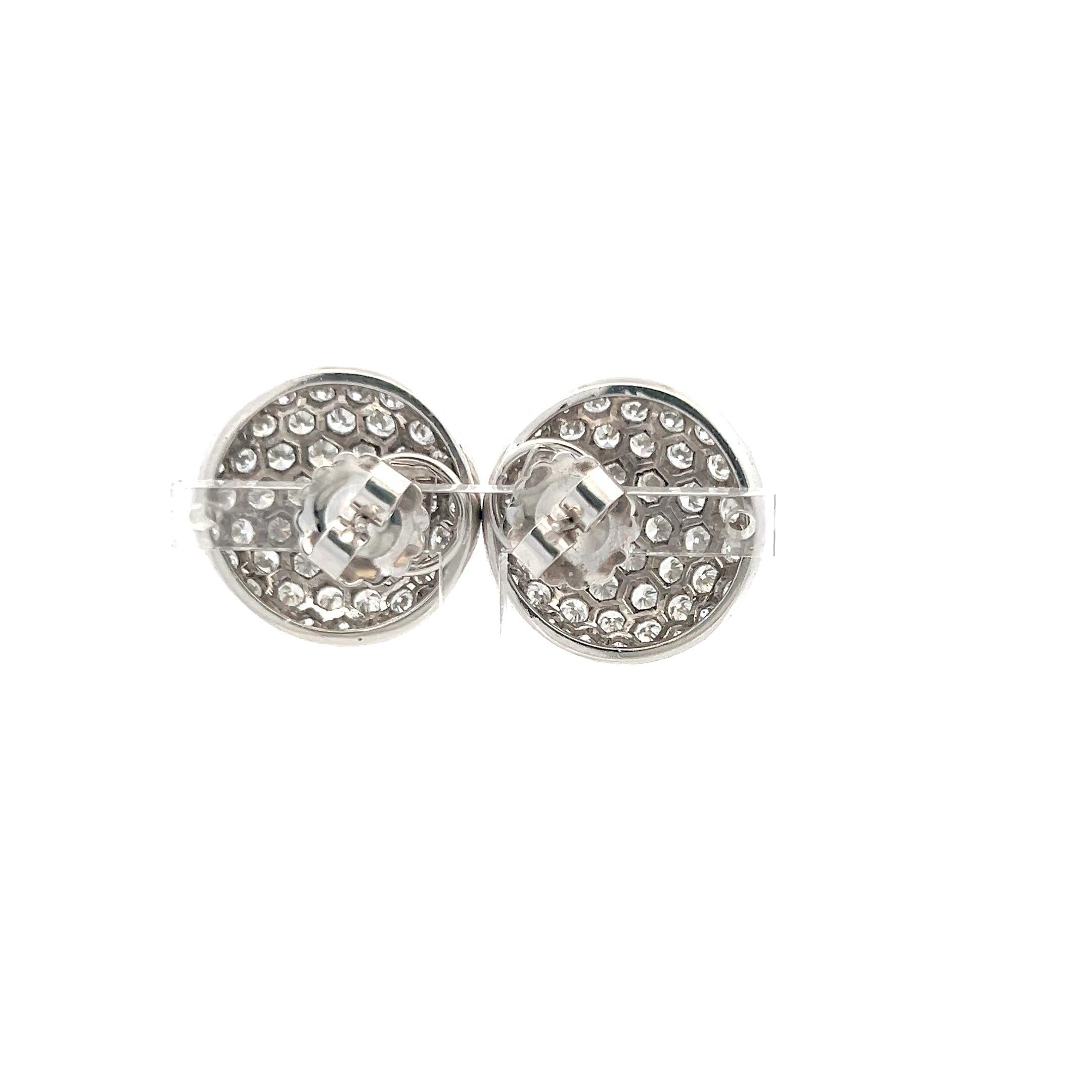 Boucles d'oreilles en platine 9.00 carats diamant rond brillant G VS1 en vente 3