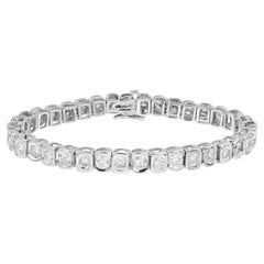 9.00 Carat Round Diamond Hinged White Gold Bracelet