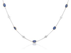 9.00 Carat Sapphires and 1.50 Carat Diamonds by The Yard Necklace