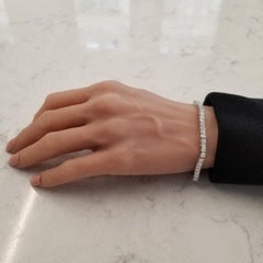 9.00 Carat Total Princess Cut Tennis Bracelet in 14 K White Gold