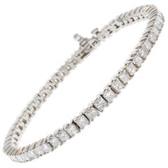 9.00 Carat Total Princess Cut Tennis Bracelet in 14 K White Gold