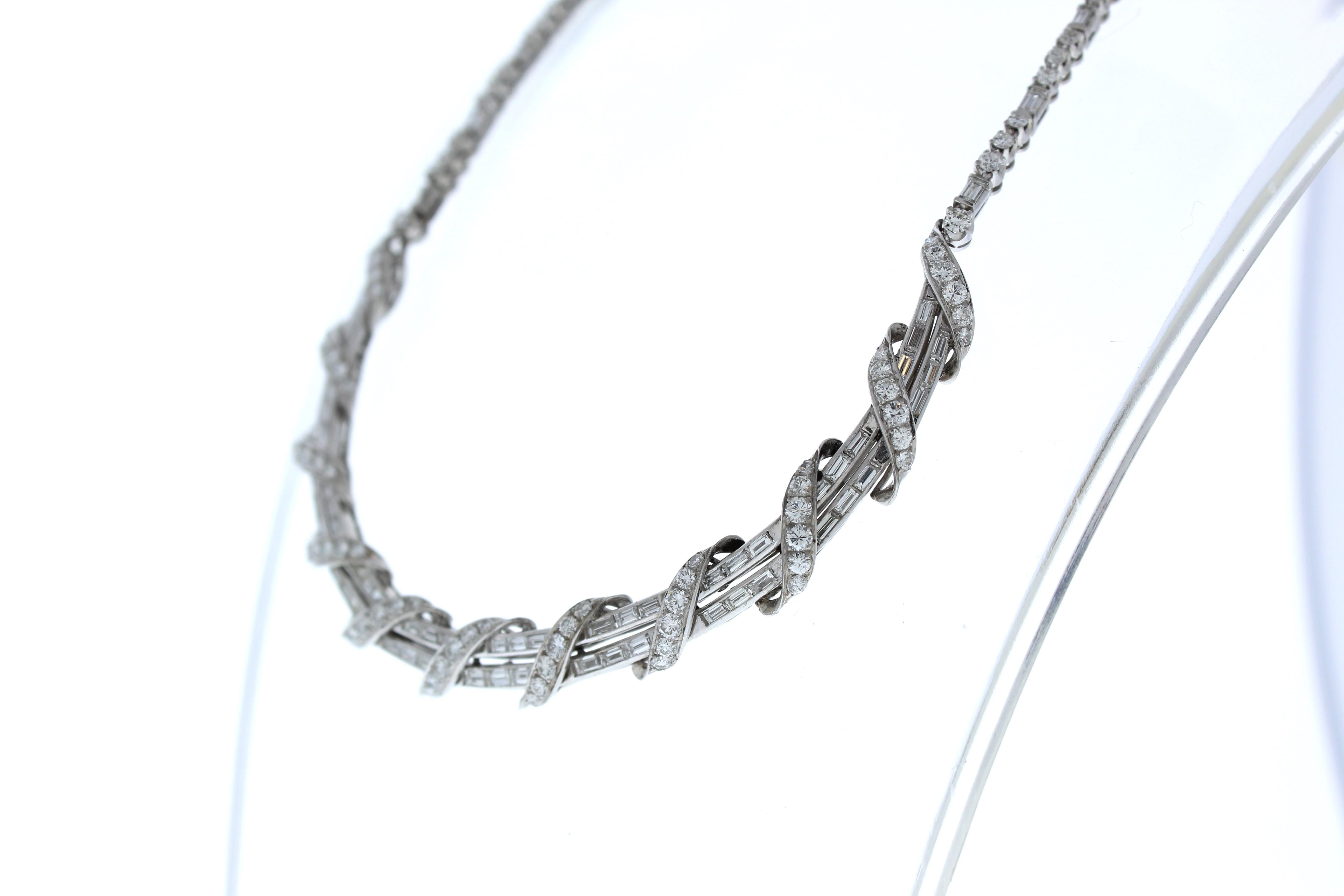 Overall, the 9.00 carat total weight baguette and round diamond fashion necklaces in platinum is a high-end piece of jewelry that is designed to capture attention and make a statement. It is perfect for those who love luxury and want to add a touch
