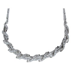 9.00 Carat Total Weight Baguette & Round Diamond Fashion Necklaces in Platinum