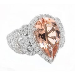 9.00 Karat natürlicher Morganit und Diamant 18 Karat massiver Weißgold Ring