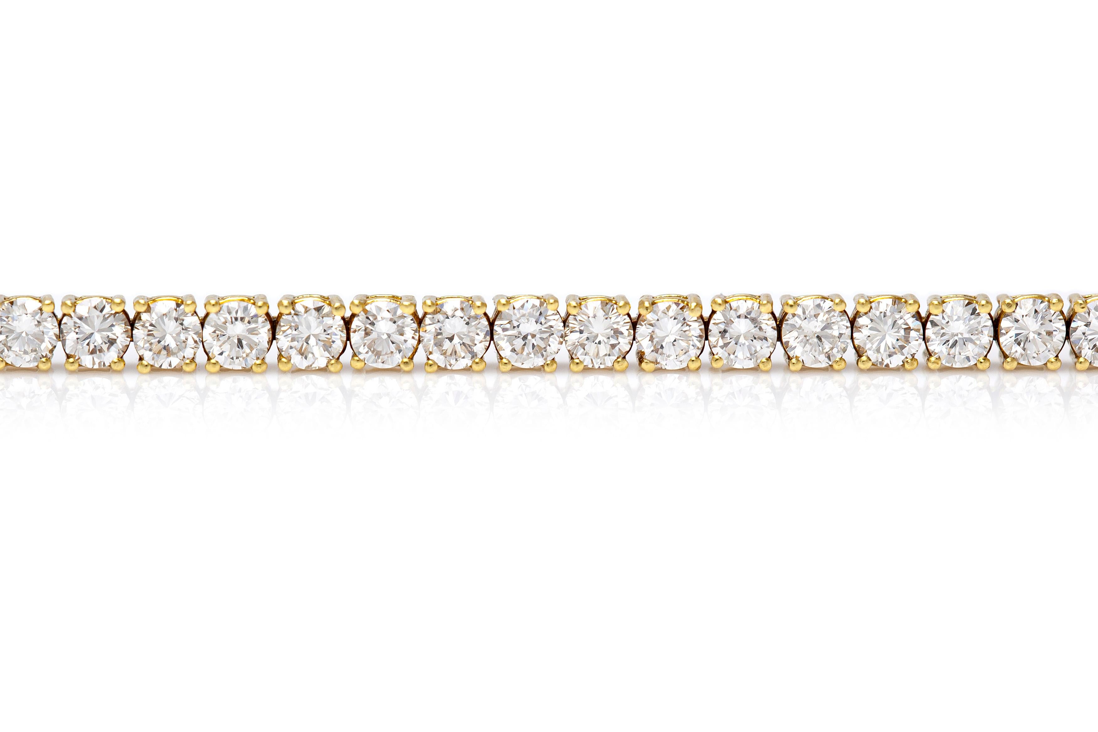 Taille ronde Bracelet tennis avec diamants de 9,50 carats en vente
