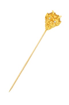 900 Late Victorian Diamond 18 Karat Yellow Gold Devil Stickpin