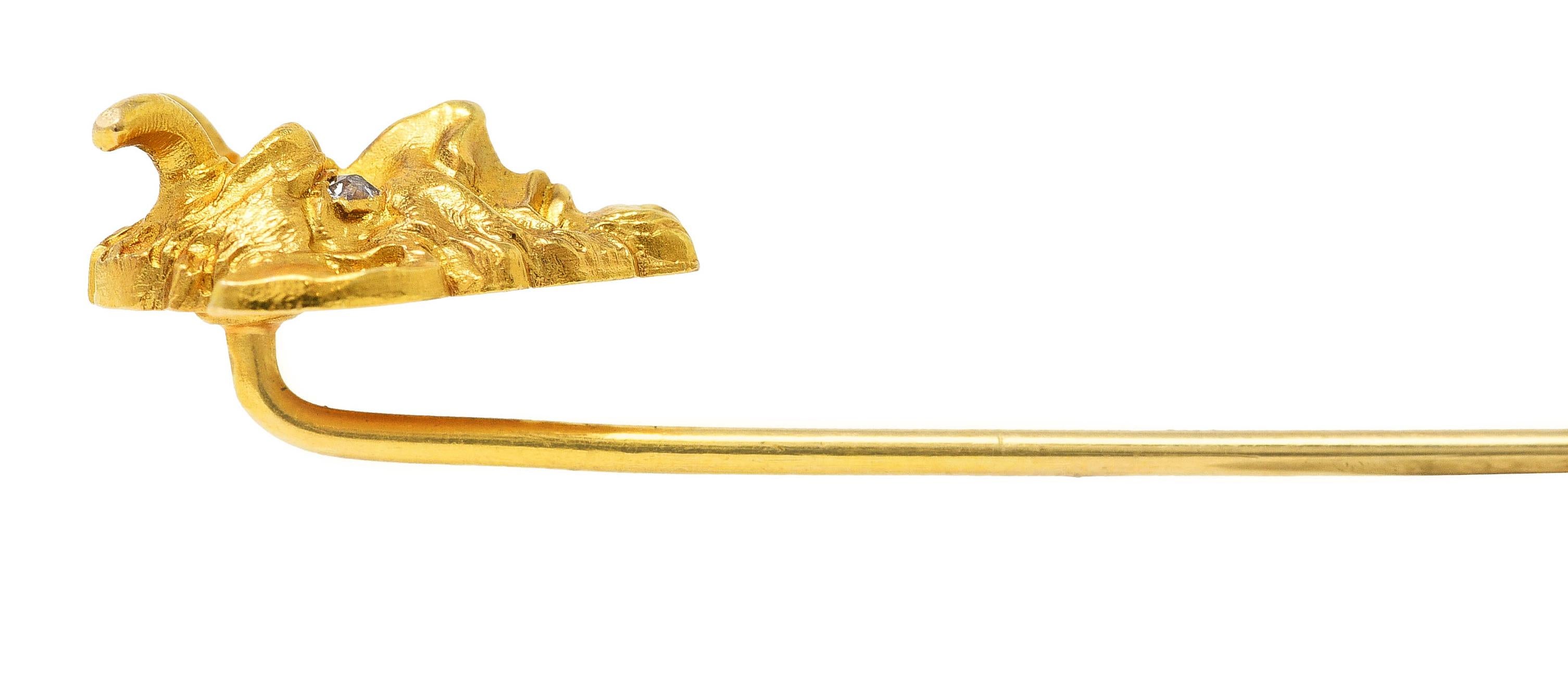 Women's or Men's 900 Late Victorian Diamond 18 Karat Yellow Gold Devil Stickpin For Sale