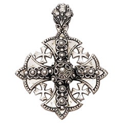 Vintage 900 Silver Jerusalem Crusaders Cross Pendant