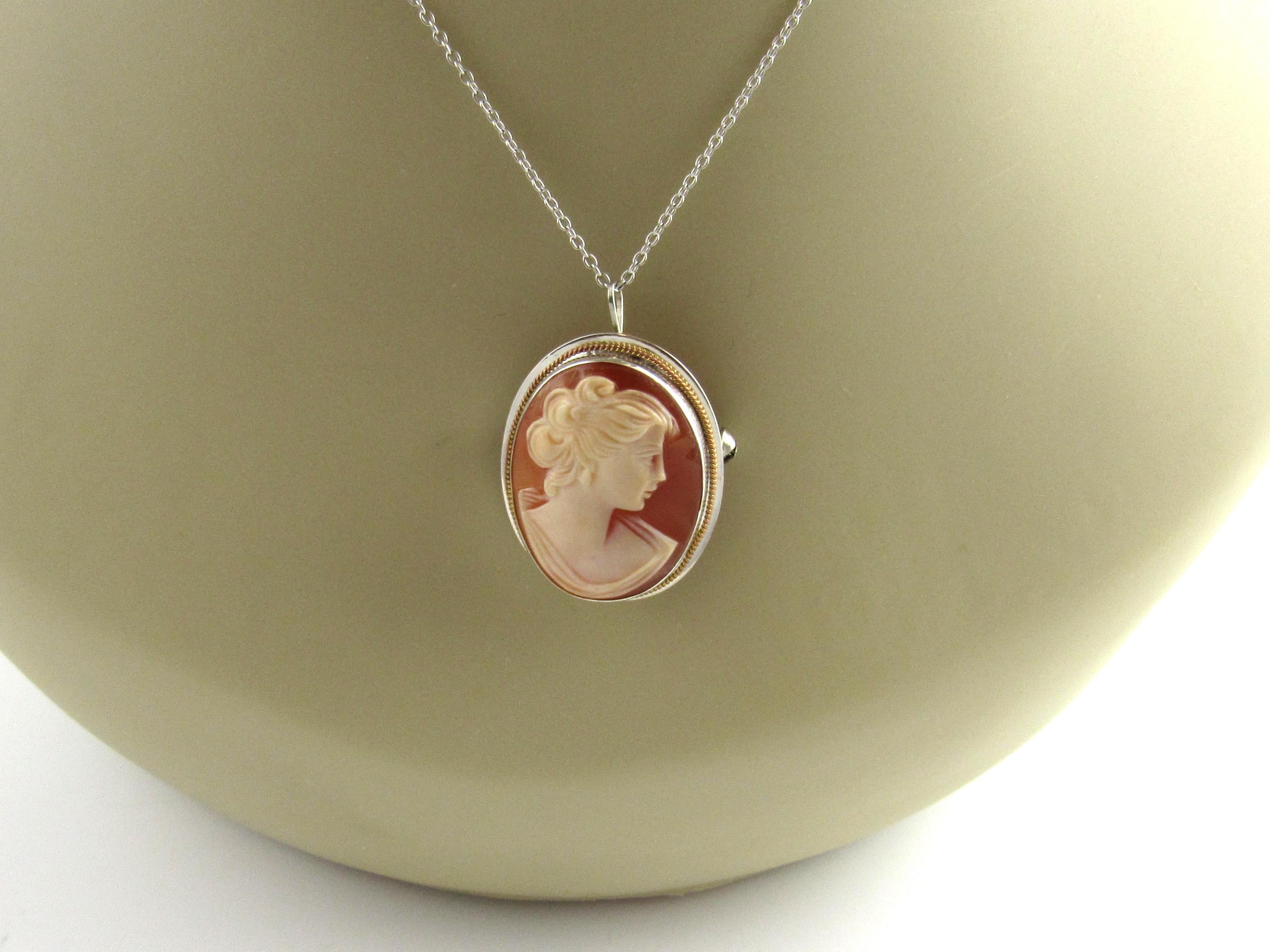 900 Sterling Silver Cameo Pendant/Pin For Sale 2