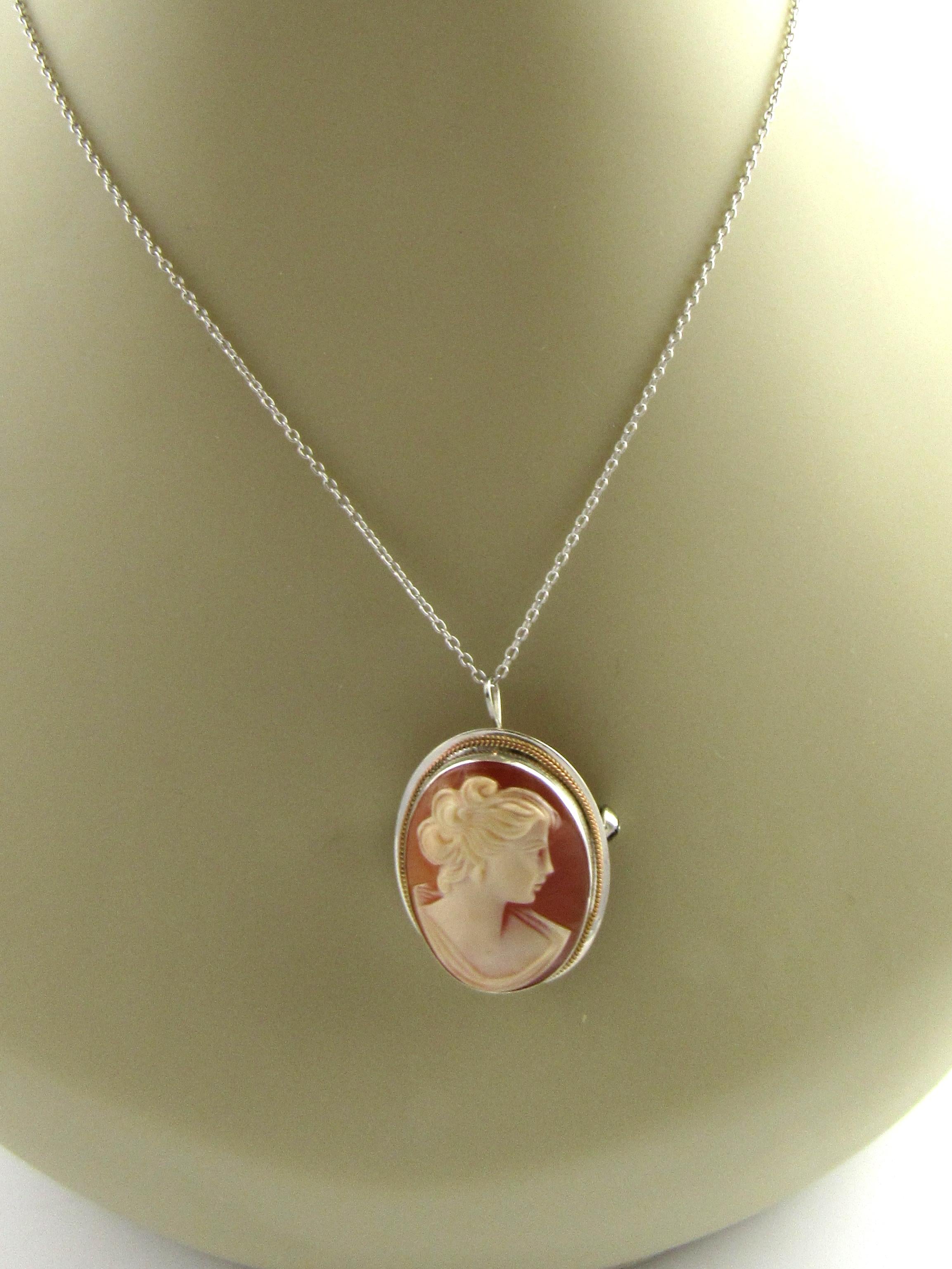900 Sterling Silver Cameo Pendant/Pin For Sale 3