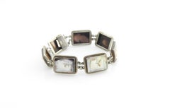 900 Sterling Silver Mother of Pearl and Abalone Bracelet