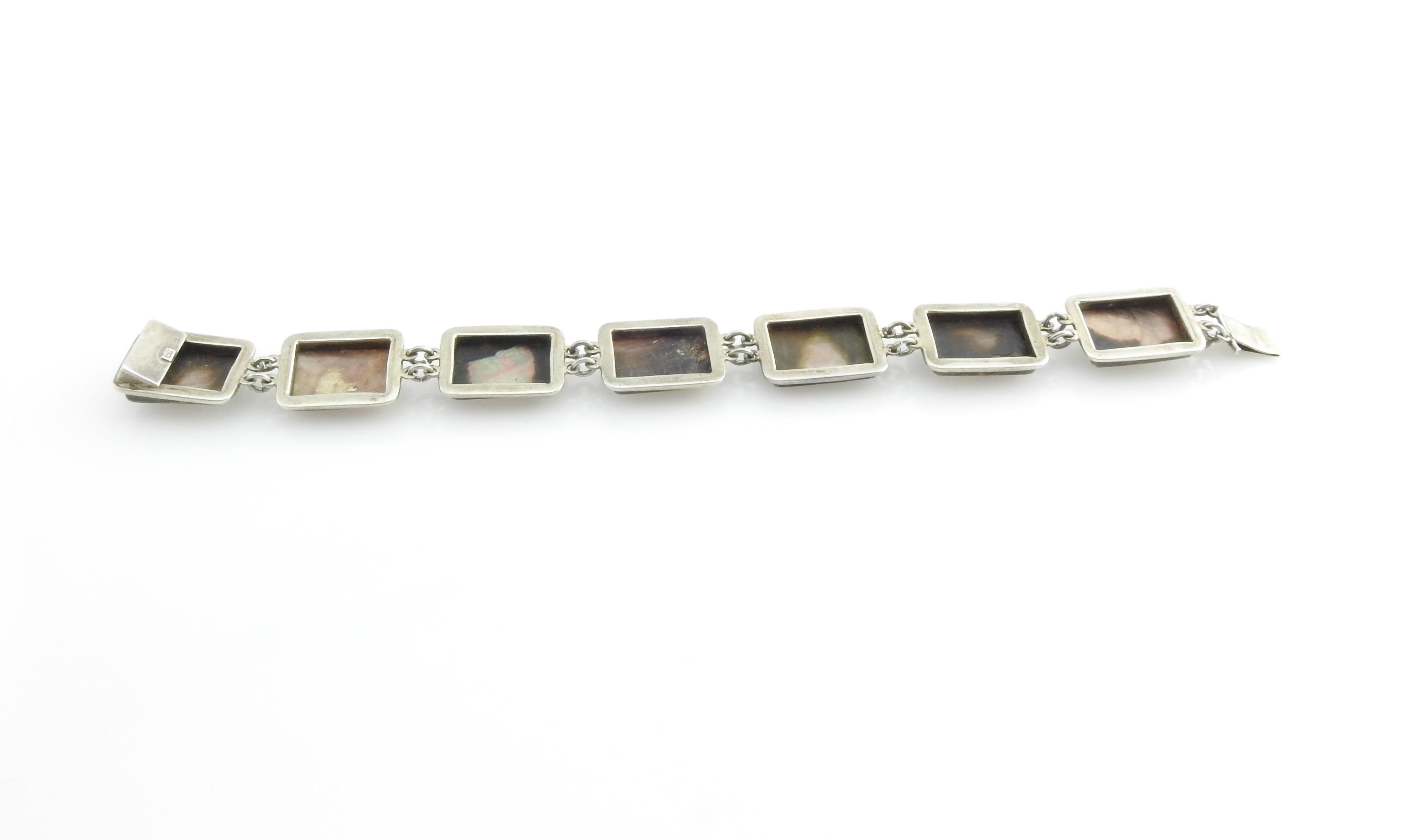900 Sterling Silver Mother of Pearl and Abalone Bracelet In Good Condition In Washington Depot, CT