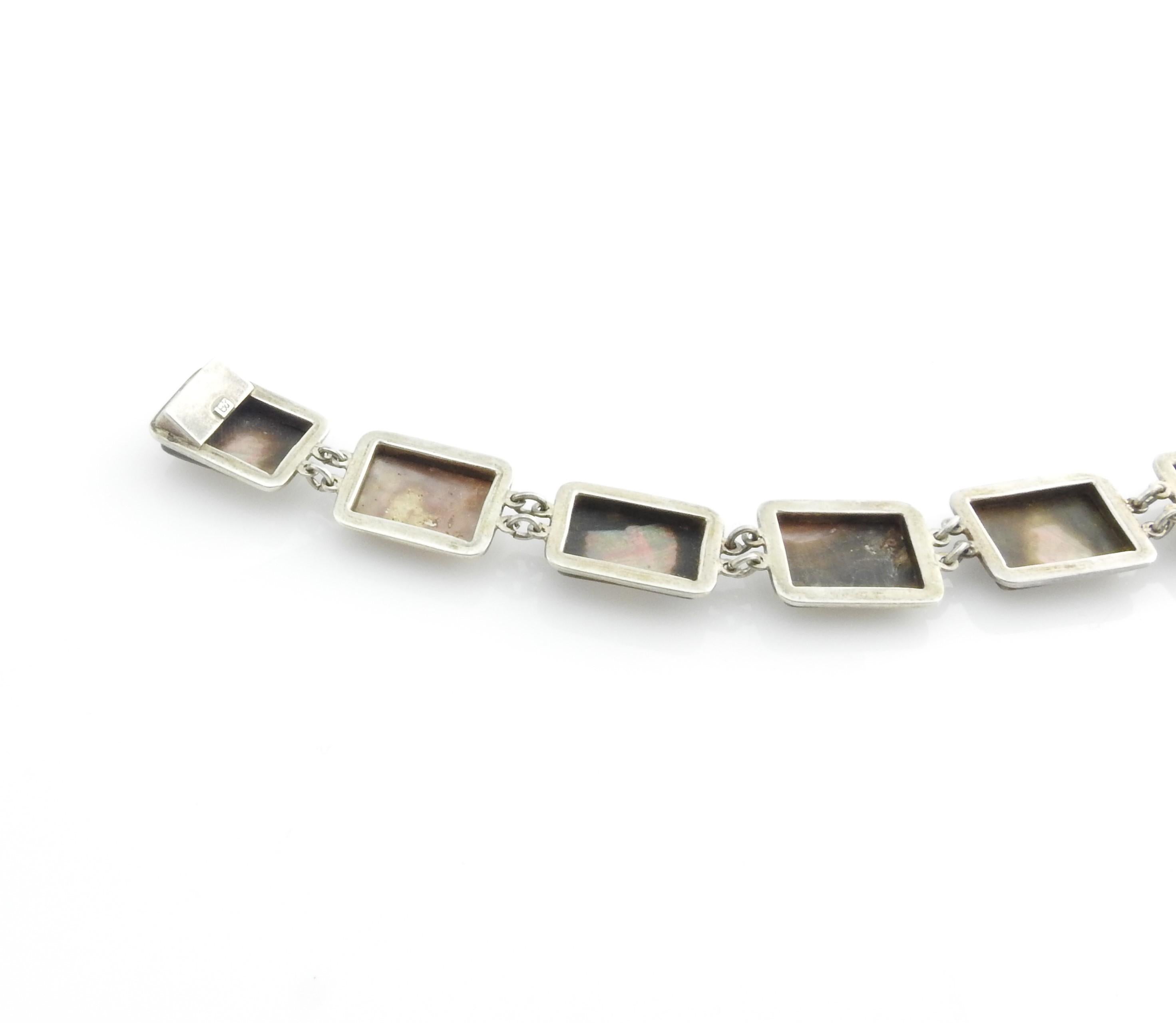Women's 900 Sterling Silver Mother of Pearl and Abalone Bracelet