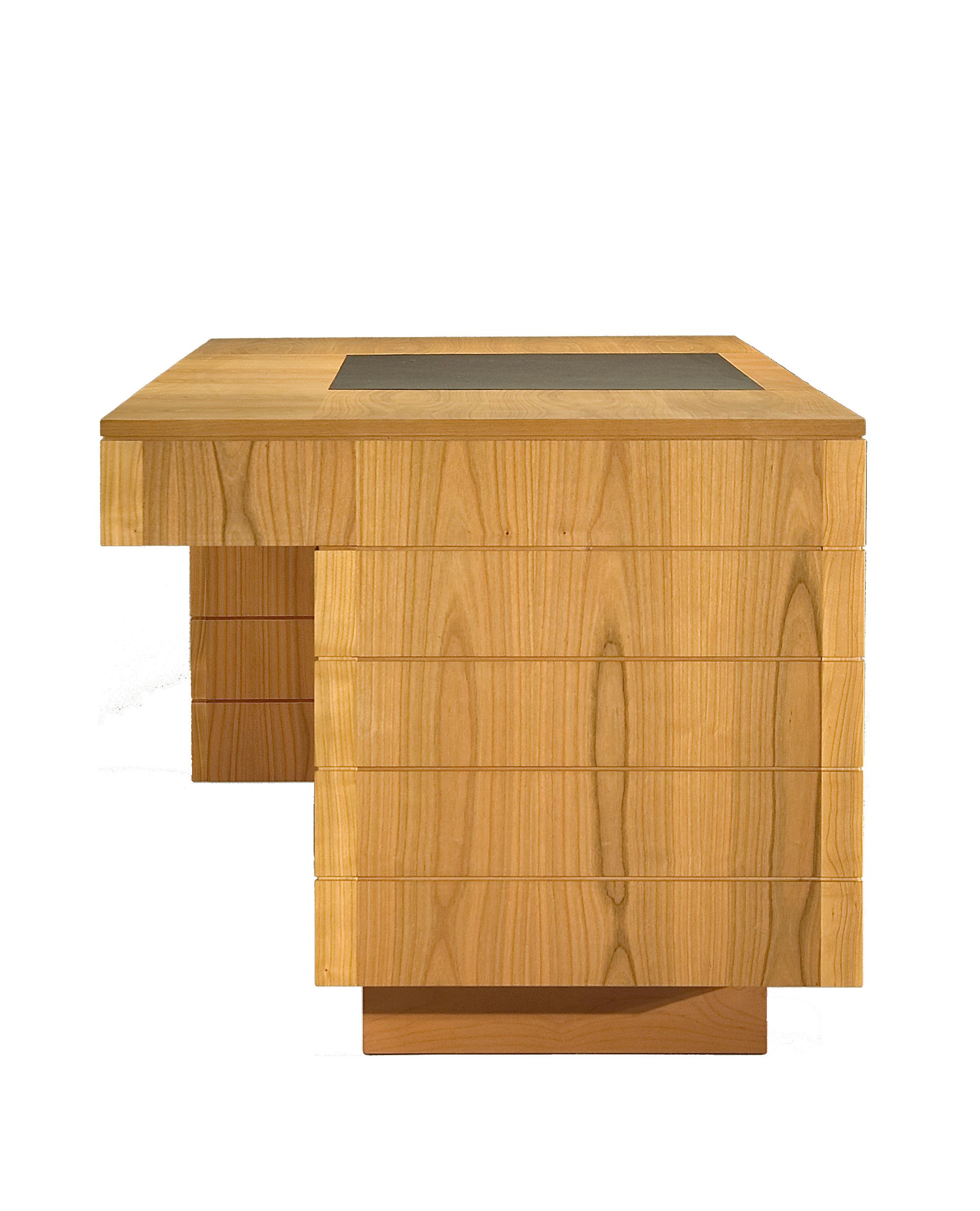 Schreibtisch aus Holz im Stil von900 aus Kirschbaumholz mit Lederplatte und Schubladen, von Morelato 3