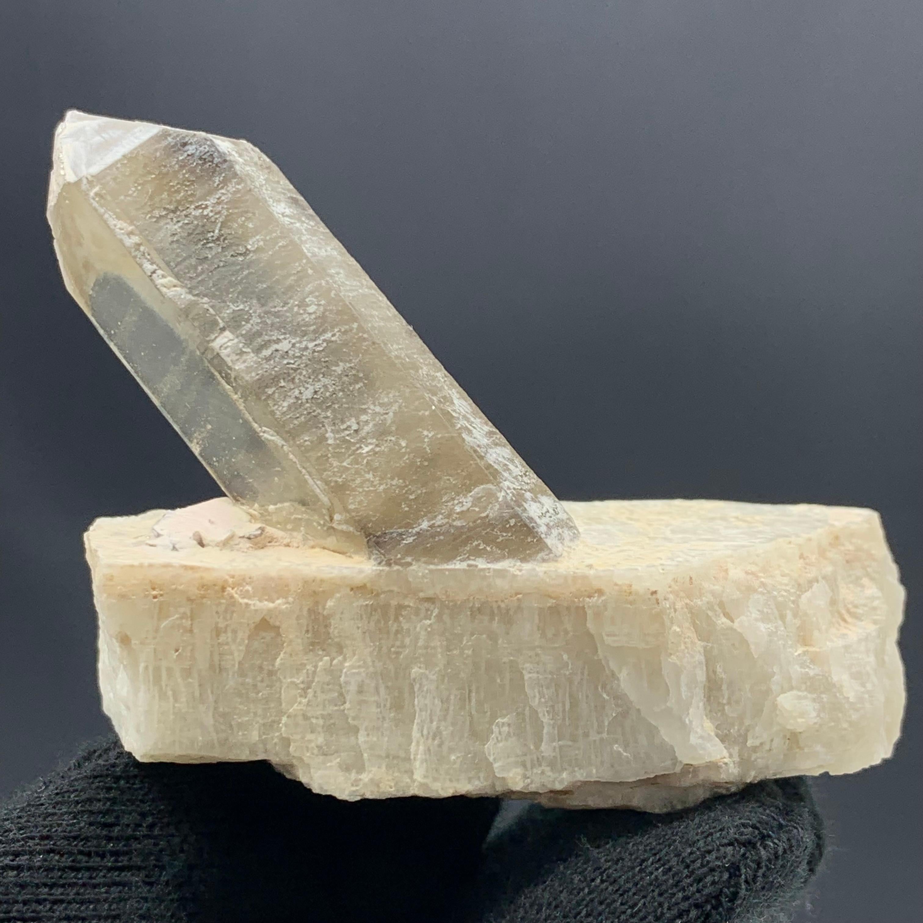 Adam Style 90.00 Gram Gorgeous Quartz Crystal Attached With Feldspar From Pakistan  For Sale