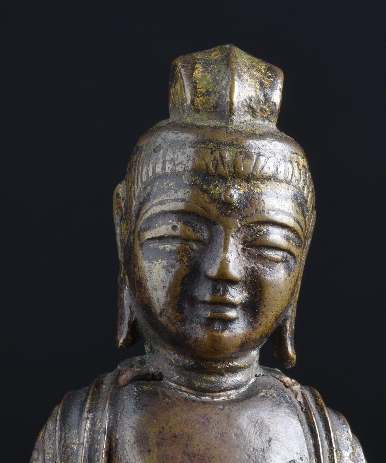 Cast 7/8thC Korean Bronze Bodhisattva - 9001 For Sale