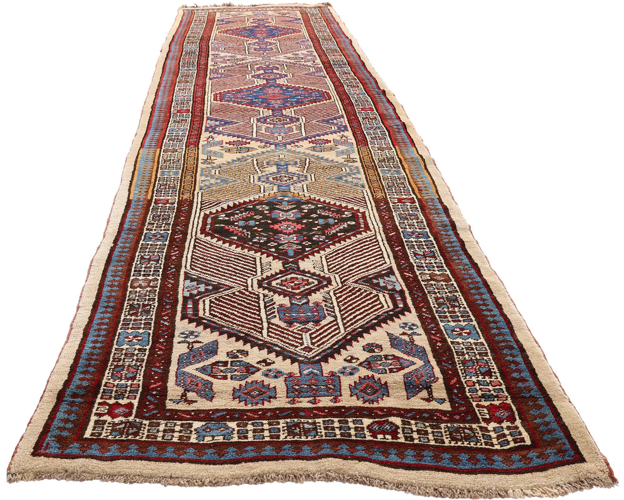 Malayer 90035 Antique Persian Sarab Rug Runner, 03'04 x 14'09 For Sale