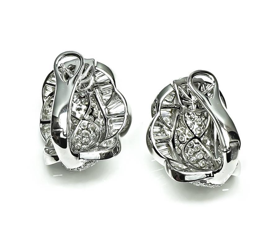 9.00ct Diamond Gold Earrings In Good Condition For Sale In New York, NY
