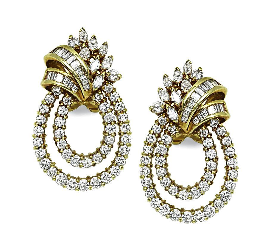 Taglio rotondo Orecchini in oro giallo con diamanti 9.00ct in vendita
