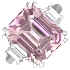 9.00 Carat Emerald-cut Kunzite Ring, Platinum