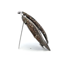 9.00ct Fancy Brown and White Diamond 18K White Gold Vintage Leaf Pin Brooch