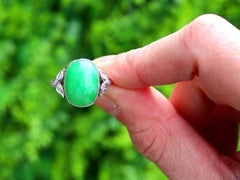 9.00Ct Jadeite and Diamond 18k White Gold Cocktail Ring Circa 1930