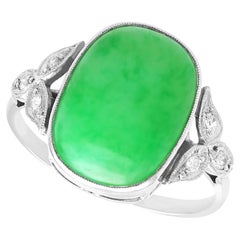 9.00Ct Jadeite and Diamond 18k White Gold Dress Ring Circa 1930