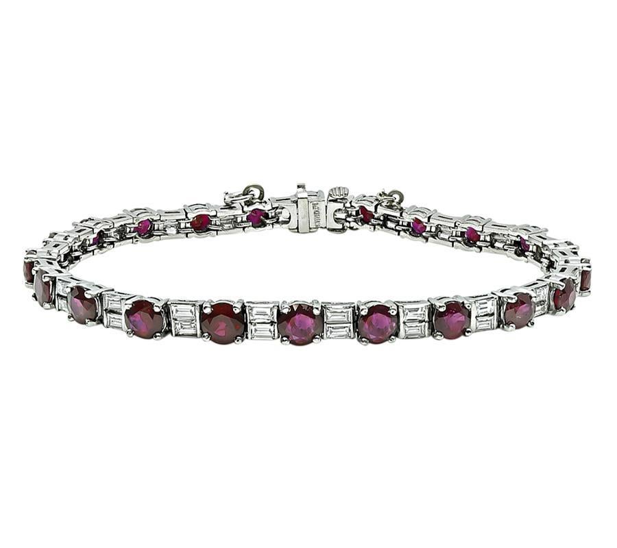 Round Cut 9.00ct Ruby 1.75ct Diamond Bracelet For Sale