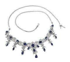 9.00ct Sapphire 1.50ct Diamond 14k Gold Necklace