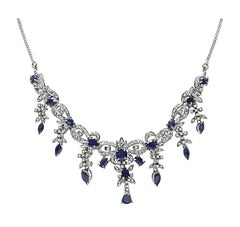 9.00ct Sapphire 1.50ct Diamond 14k Gold Necklace