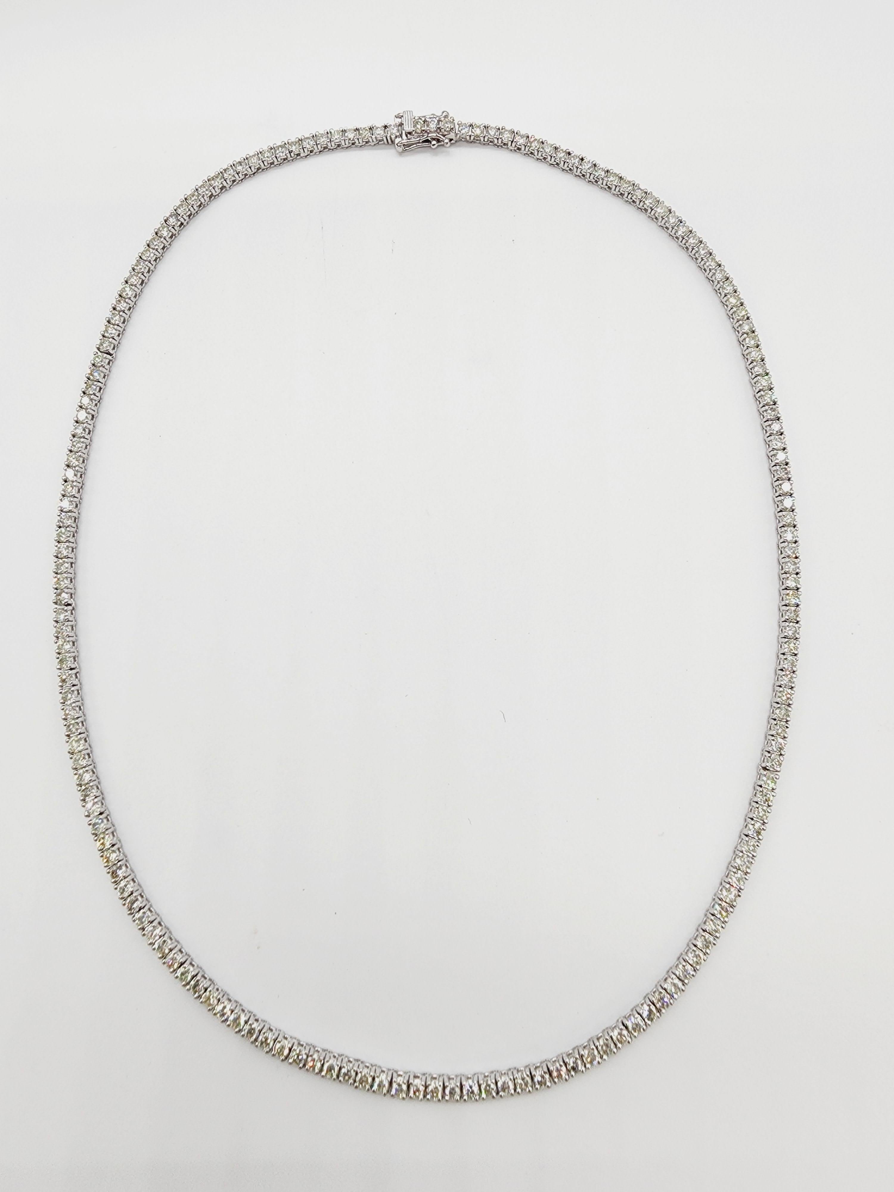 9,01 Karat Brillantschliff Diamant-Tennis-Halskette 14 Karat Weißgold 22