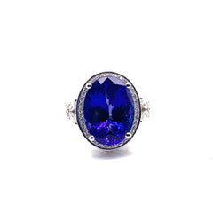 Sunita Nahata Tanzanite 9.01ct. Fancy Ring in 18K White Gold with Diamond.