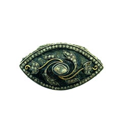 9.01 Carat Diamond Ring in Oxidized Sterling Silver and 14 Karat Gold