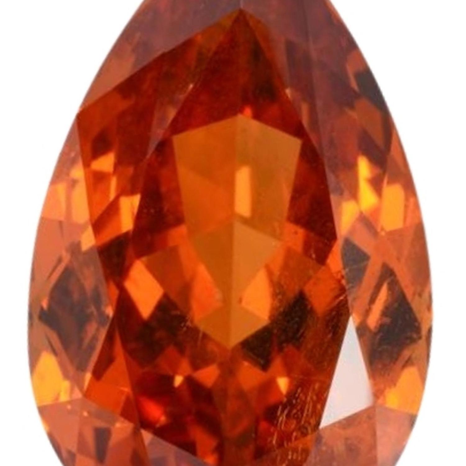 Art déco 9.01 ct Mandarin Spessartite Garnet Pear Cut Loose Gemstone - Merkaba Jewelry en vente