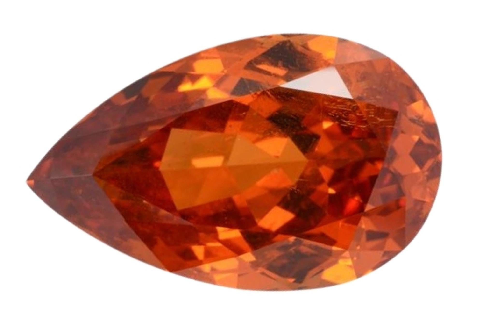 9.01 ct Mandarin Spessartite Garnet Pear Cut Loose Gemstone - Merkaba Jewelry Neuf - En vente à Beverly Hills, CA