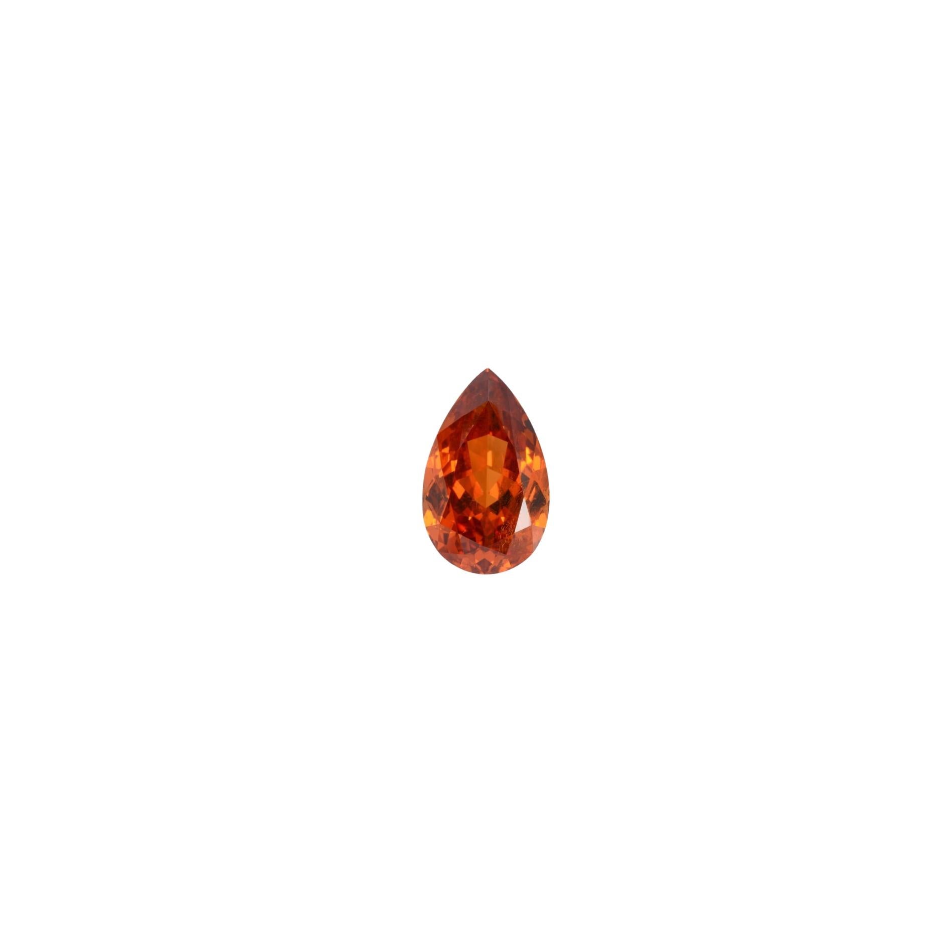 9.01 ct Mandarin Spessartite Garnet Pear Cut Loose Gemstone - Merkaba Jewelry en vente 2
