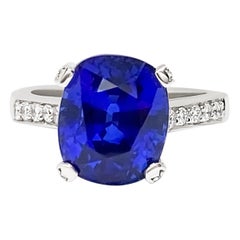 9.02 Carat Blue Sapphire and Diamond Ring in Platinum