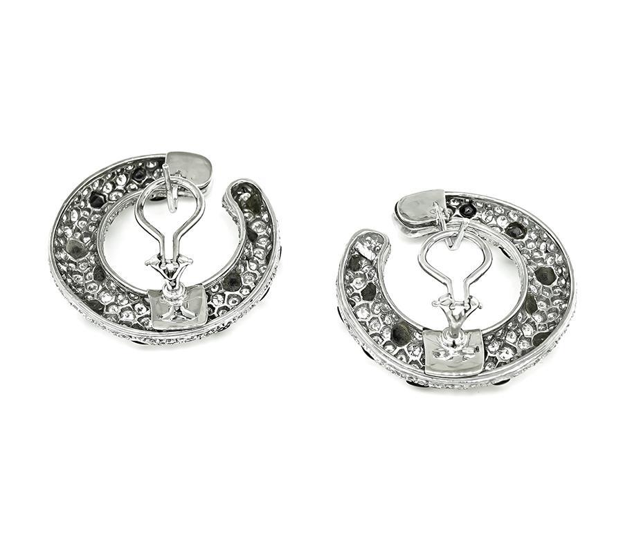 9.02ct Diamond Onyx Earrings In Good Condition For Sale In New York, NY